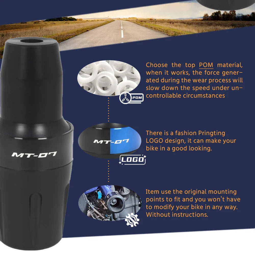 YAMAHA MT-07/FZ-07 Frame Sliders - Crash Protection Pads for MT07 2014-2025, Tracer 700/GT - Motorcycle Falling Protection Accessories