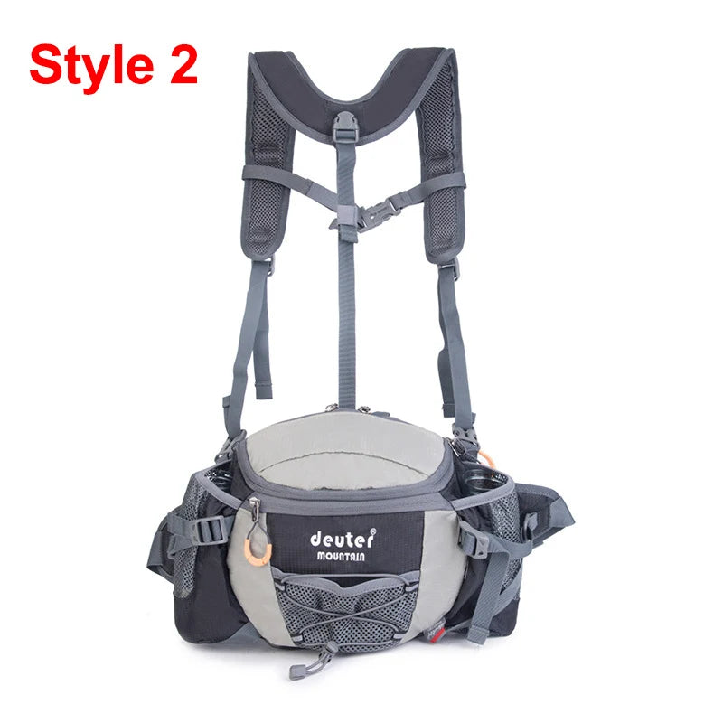 Men's Outdoor Sports Waist Bag - Multi-Purpose Hiking Backpack for Cycling, Camping, Climbing, Running with Water Bottle Holder - Bicycle Fanny Pack for Fishing
