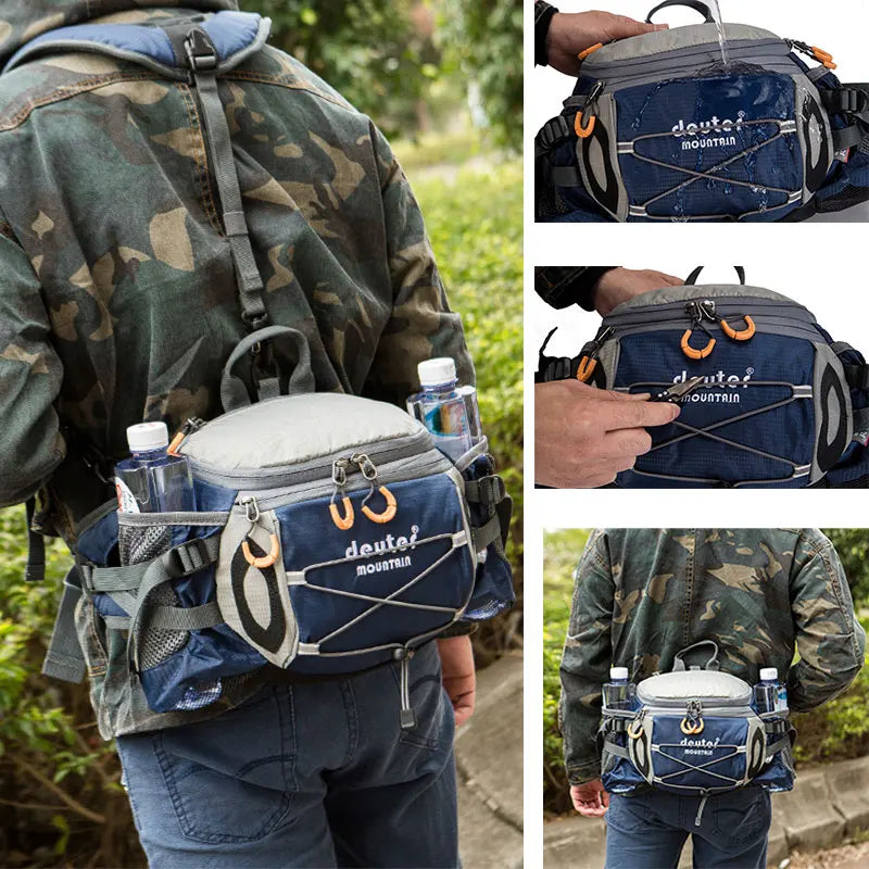 Men's Outdoor Sports Waist Bag - Multi-Purpose Hiking Backpack for Cycling, Camping, Climbing, Running with Water Bottle Holder - Bicycle Fanny Pack for Fishing