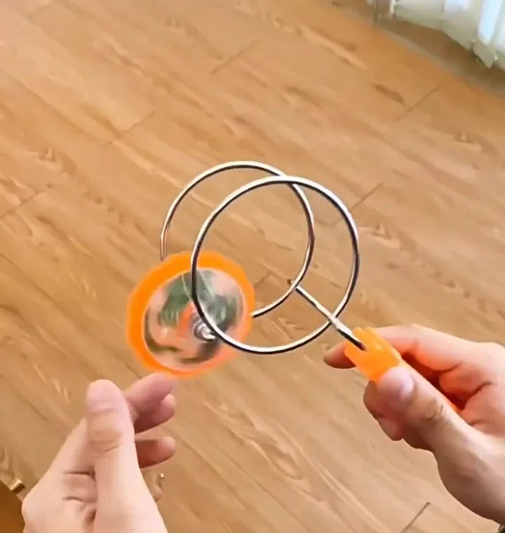 Magnetic LED Spinning Top - Hand-Cranked Luminous Gyroscope Toy with Colorful Orbit Lights for Kids