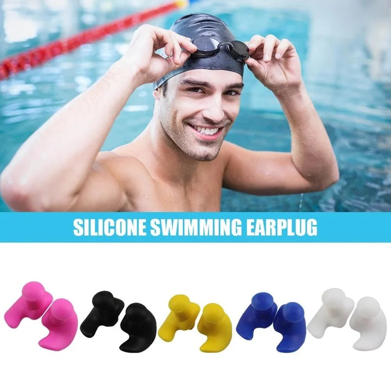 Premium Waterproof Silicone Earplugs - Soft & Durable Swimming Ear Protection with Delicate Texture (1 Pair)