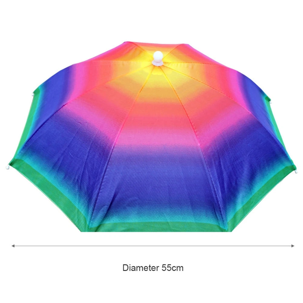 Foldable Umbrella Hat - Waterproof Hands-Free Rain & Sun Protection for Fishing, Camping & Beach (55-95CM Adjustable)