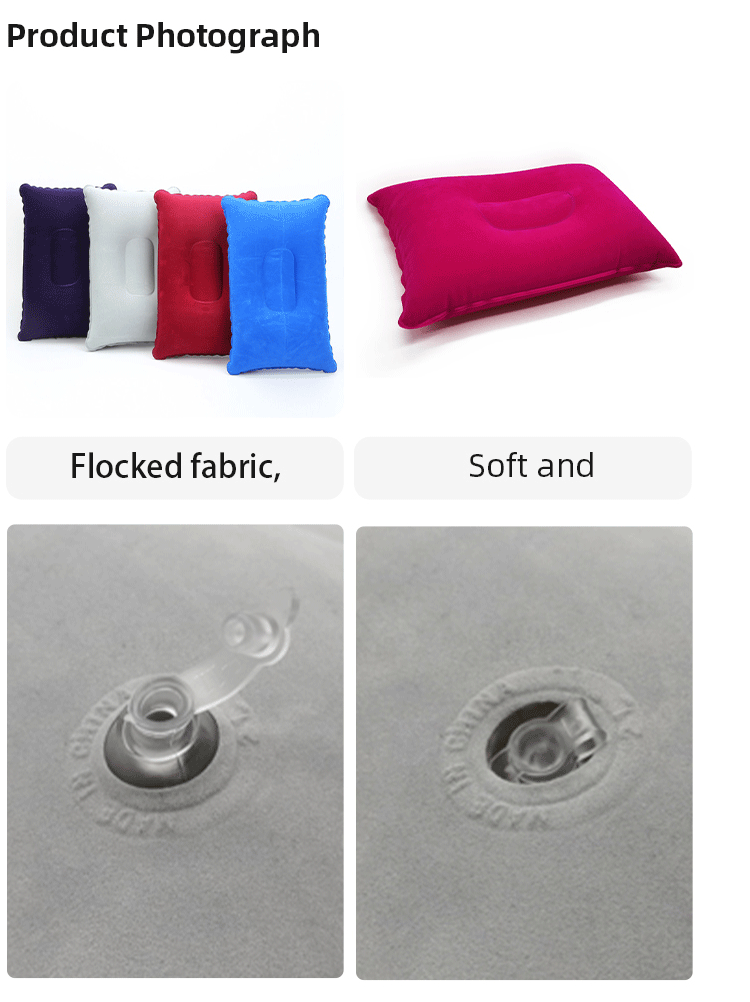 Portable Fold Inflatable Air Pillow - Outdoor Travel Sleeping Camping PVC Neck Stretcher Backrest Plane Comfortable Pillow