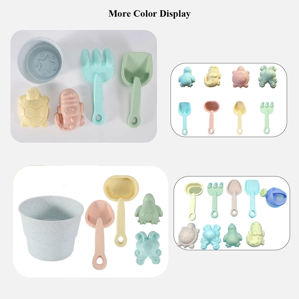 Children's Beach Sand & Water Play Set - 11 Piece Collapsible Bucket Kit with Summer Outdoor Toys for Kids Sandbox Games (Random Color Selection)