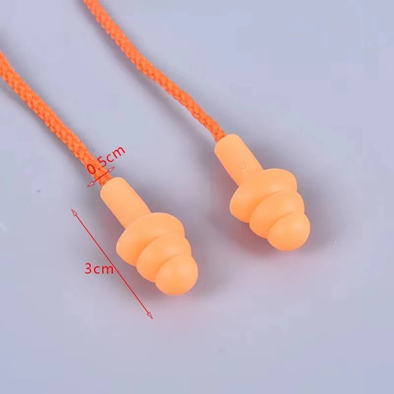 Silicone Swimming Earplugs with Rope - Noise Reduction Sleep Ear Plugs for Diving & Underwater Activities (1 Piece)