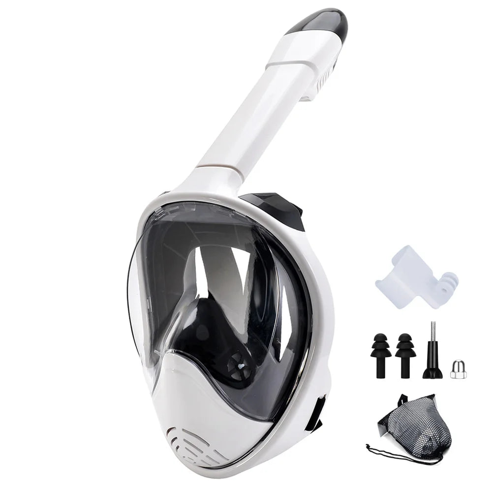 Full Face Snorkel Mask with Detachable Camera Mount,Snorkeling Swimming Diving Mask Wide View Anti-Fog Anti-Leak for Adult Youth