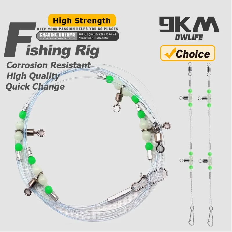 9KM Saltwater Fishing Rig Set - 3-Way Swivel Hook Connectors (2, 3, 4 Hook Options) for Fishing Line and Weight