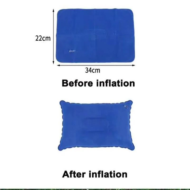 Portable Fold Inflatable Air Pillow - Outdoor Travel Sleeping Camping PVC Neck Stretcher Backrest Plane Comfortable Pillow
