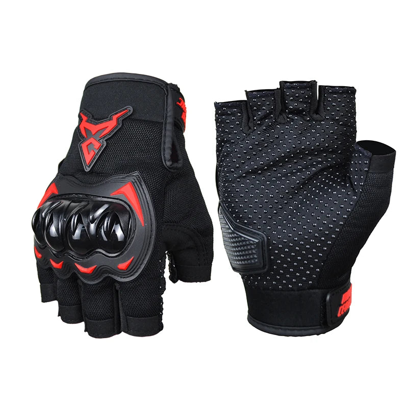 MOTOCENTRIC Half Finger Motorcycle Gloves - Breathable Summer Riding Gloves with Anti-Fall Palm Guard for ATV MTB Cycling