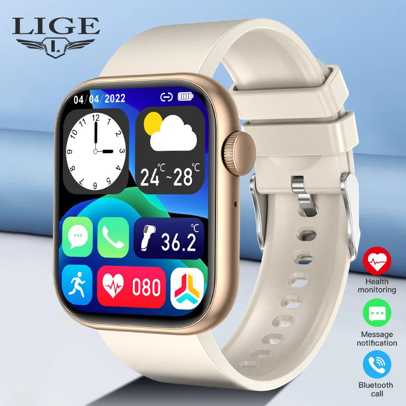 Bluetooth Smartwatch for Women & Men - Sports & Fitness - Waterproof - Body Temperature Monitoring