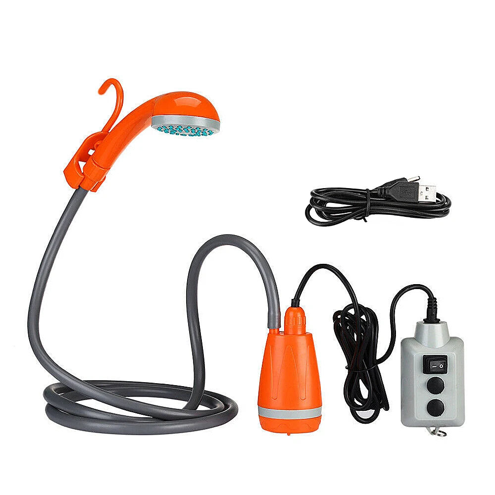 Rechargeable Portable Camping Shower Pump - Outdoor Shower Head for Hiking, Traveling & Camping Equipment