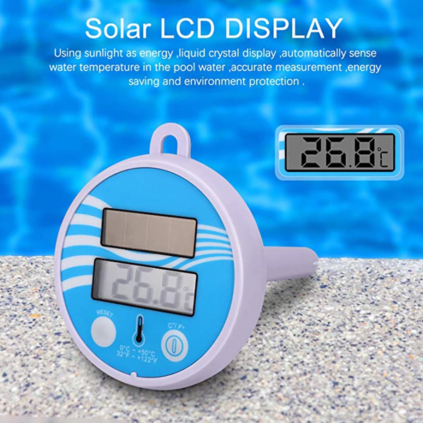 Solar-Powered Waterproof Pool Thermometer with Precision Scale for Universal Swimming Pool Compatibility