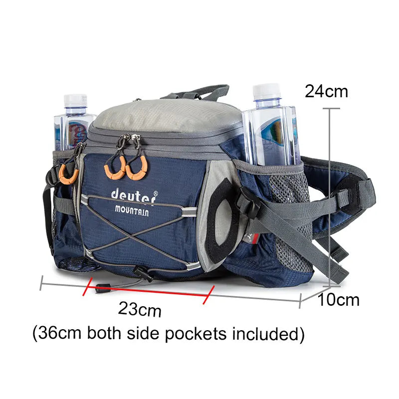 Men's Outdoor Sports Waist Bag - Multi-Purpose Hiking Backpack for Cycling, Camping, Climbing, Running with Water Bottle Holder - Bicycle Fanny Pack for Fishing