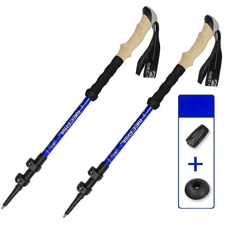 Premium Ultralight Telescopic Trekking Poles - 2PCS Adjustable Walking Sticks with Quick Lock System for Hiking