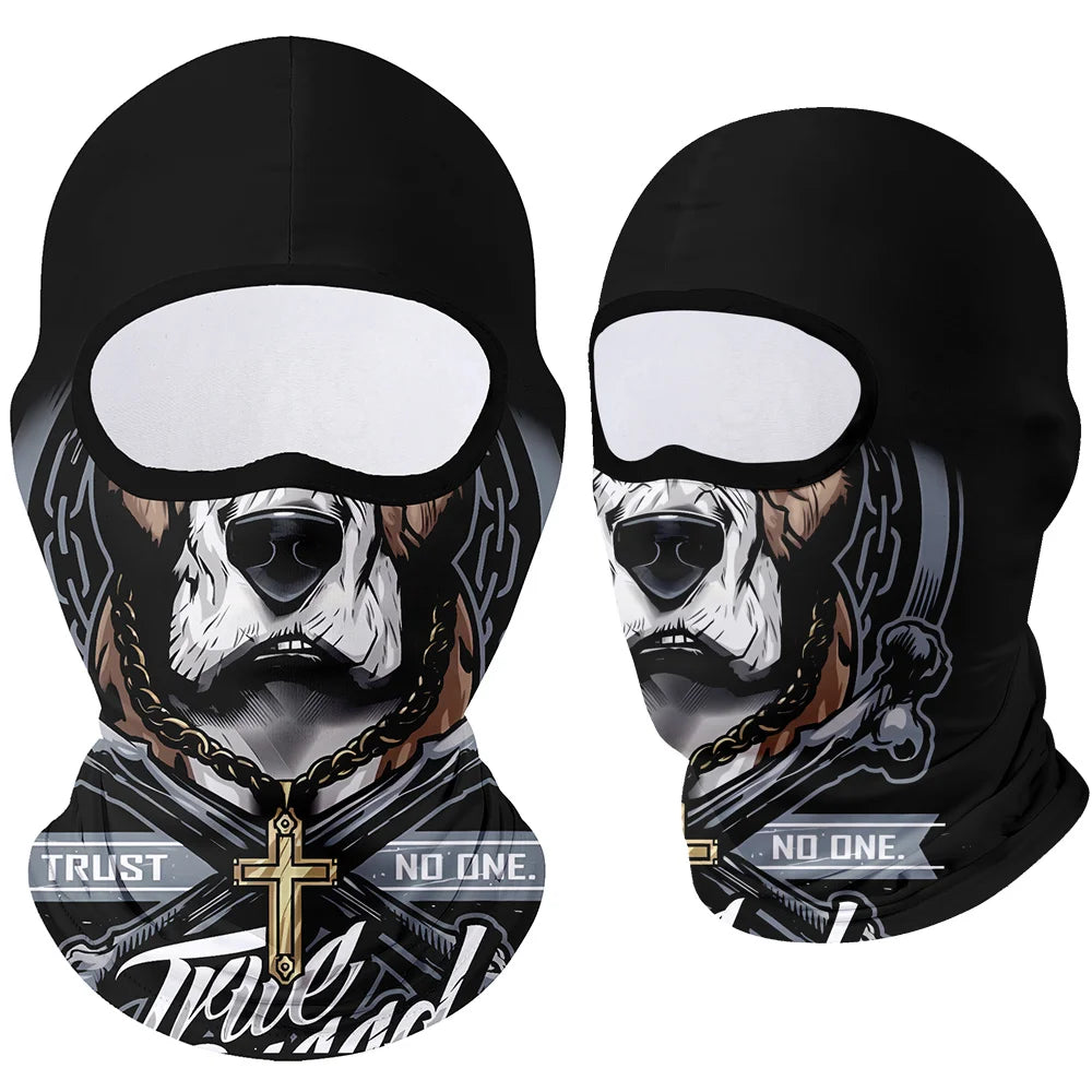 Full Face Balaclava Mask - Breathable Windproof UV Sun Protection - Moto Skull Ghost Clown Design for Summer Spring