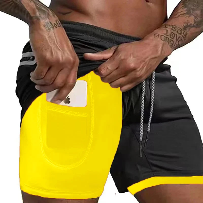 Men's 2-in-1 Compression Athletic Shorts - Double Layer Summer Fitness Training Shorts for Gym & Sports