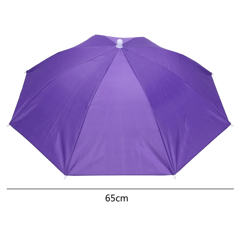 Foldable Umbrella Hat - Waterproof Hands-Free Rain & Sun Protection for Fishing, Camping & Beach (55-95CM Adjustable)