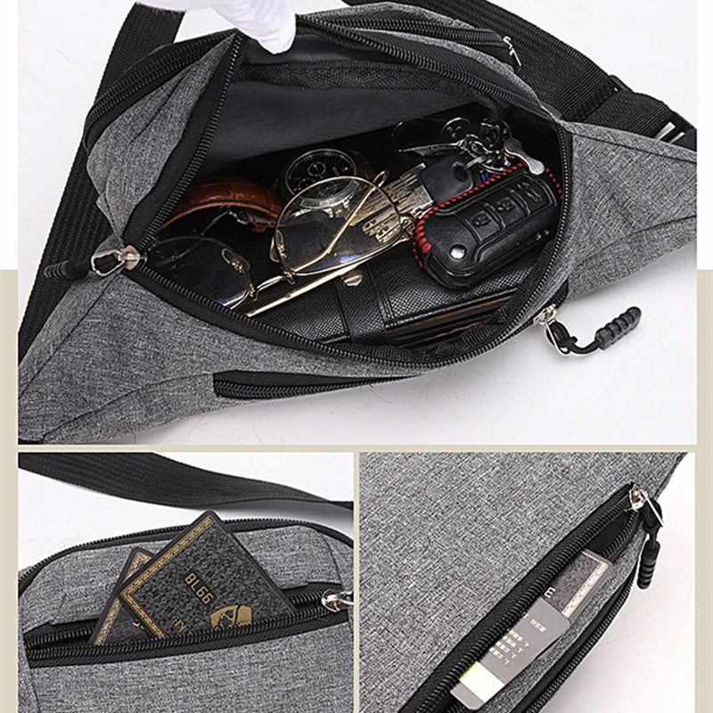 Men's Waterproof Canvas Crossbody Bag - Korean Style Outdoor Sports Waist Pack with Multiple Carry Options
