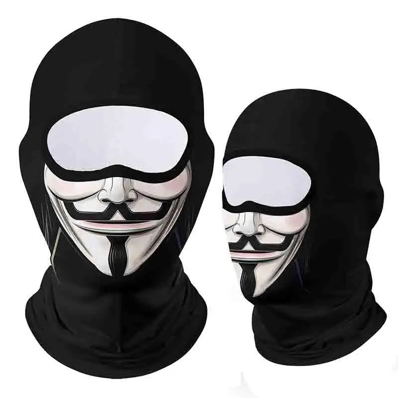 Full Face Balaclava Mask - Breathable Windproof UV Sun Protection - Moto Skull Ghost Clown Design for Summer Spring