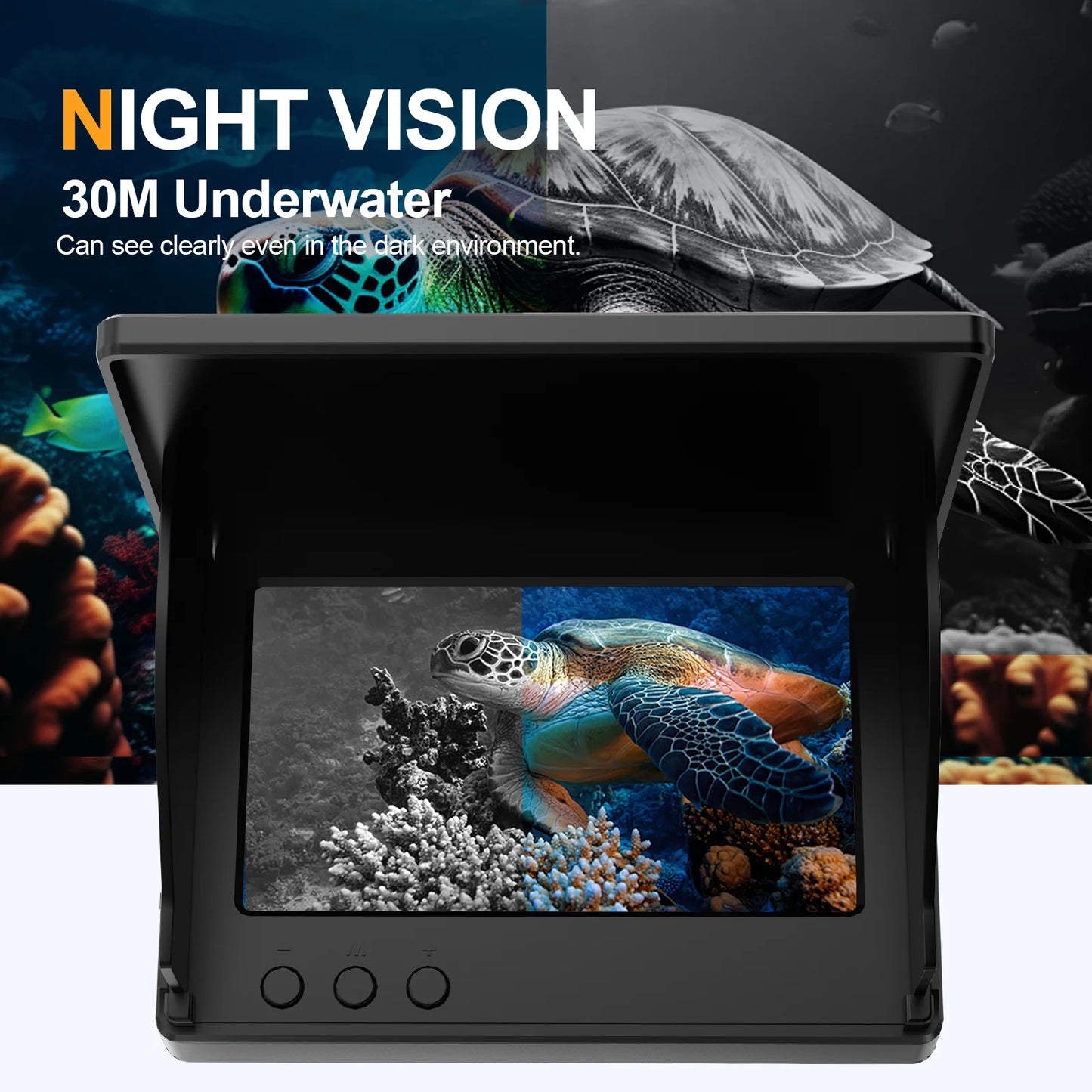 Handheld Fish Finder with 4.3 Inch 1080P LCD Display - Portable Underwater Fishing Camera with 120° View and Night Vision