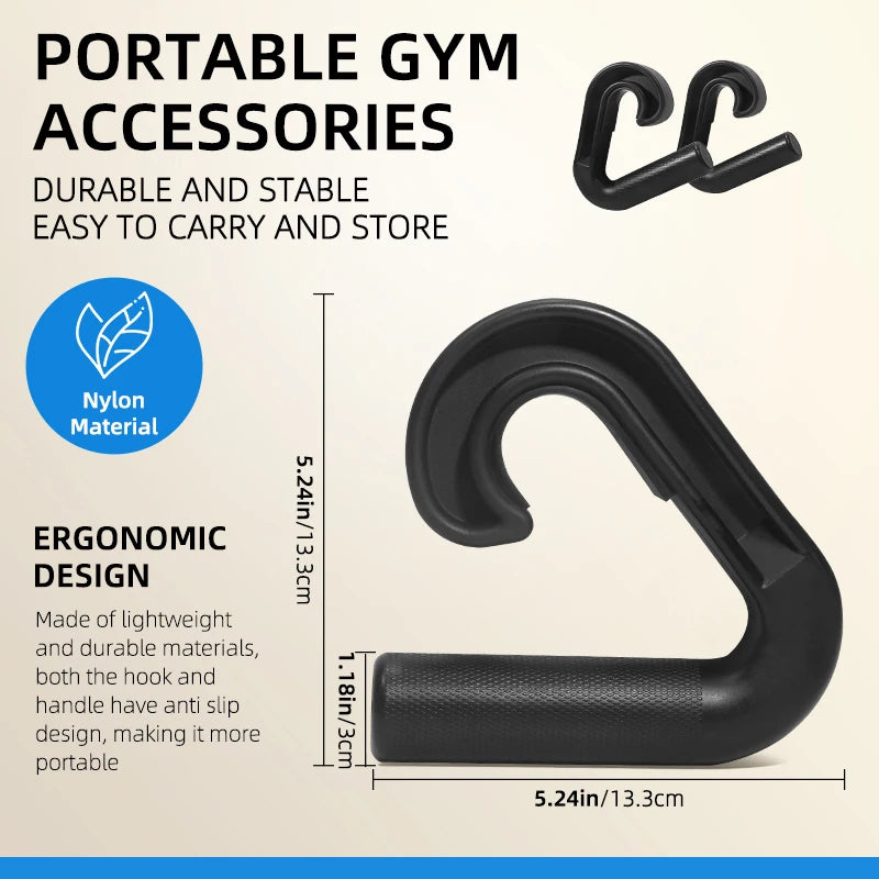 Gym Grip Bar - High Strength Nylon Double Hook