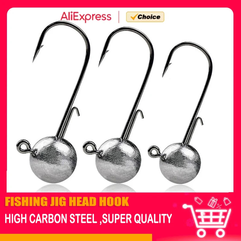 Round Head Jig Hooks for Soft Lure Fishing - Multi-Weight Pack (1g, 2g, 3g, 4g to 20g) - Premium Worm Bait Jigging Hooks for Crank Fishing