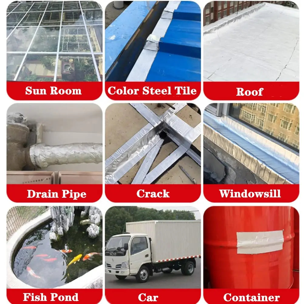 Heavy-Duty Aluminum Foil Butyl Tape - Waterproof High Temperature Resistant Self-Adhesive Tape for Wall Pool Roof Crack Duct Repair