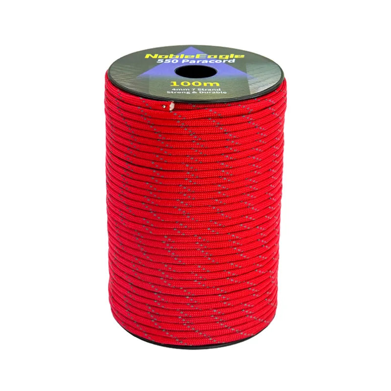550 Paracord 7-Strand Reflective Military Tactical Rope - 4mm Parachute Cord for Camping, DIY Bracelets & Outdoor Gear
