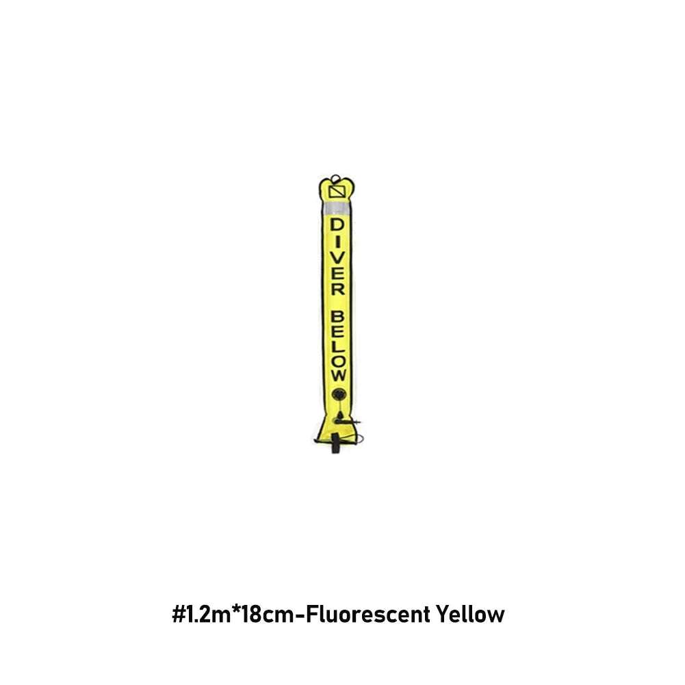 Professional Scuba Diving Safety Signal Tube - High Quality Inflatable Surface Marker Buoy (SMB) - 1.2M/1.5M/1.8M Diver Below Safety Sausage