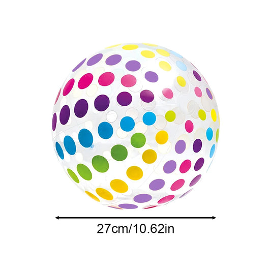 15.35" Colorful Striped Transparent Inflatable Beach Ball - Perfect for Beach, Pool & Party Games (1 Piece)