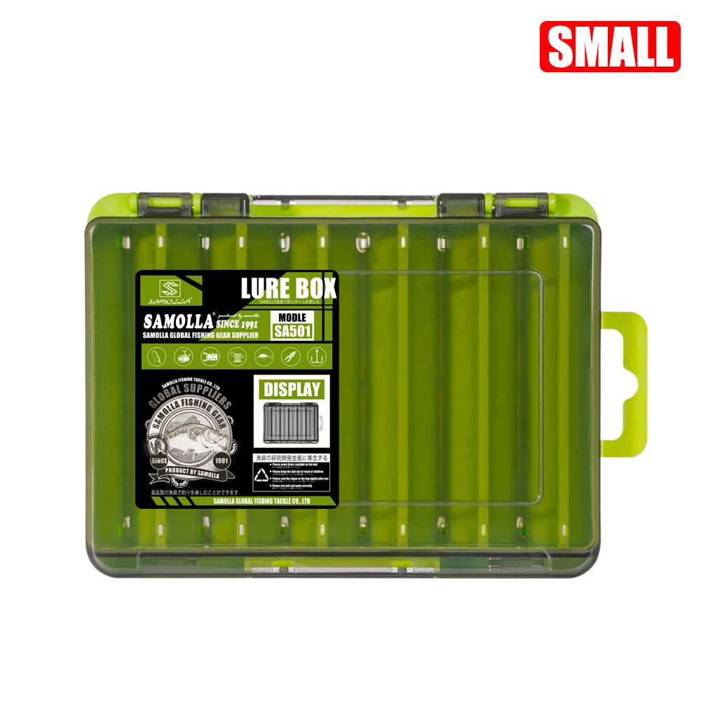 SAMOLLA Dual-Compartment Fishing Tackle Organizer - Premium Compact Storage Box for Lures, Hooks & Baits with Durable Construction