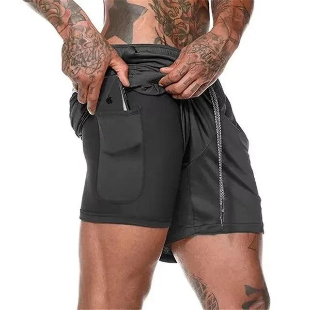 Men's 2-in-1 Compression Athletic Shorts - Double Layer Summer Fitness Training Shorts for Gym & Sports