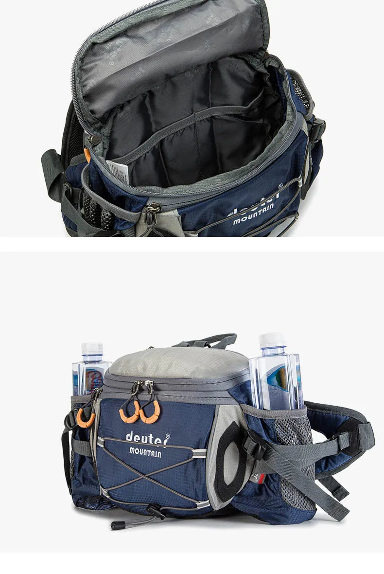 Men's Outdoor Sports Waist Bag - Multi-Purpose Hiking Backpack for Cycling, Camping, Climbing, Running with Water Bottle Holder - Bicycle Fanny Pack for Fishing