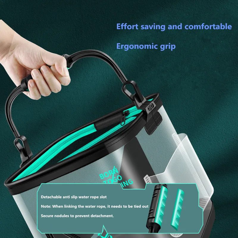 Portable 13L EVA Foldable Live Fish Bucket - Thickened Water Tank for Fishing