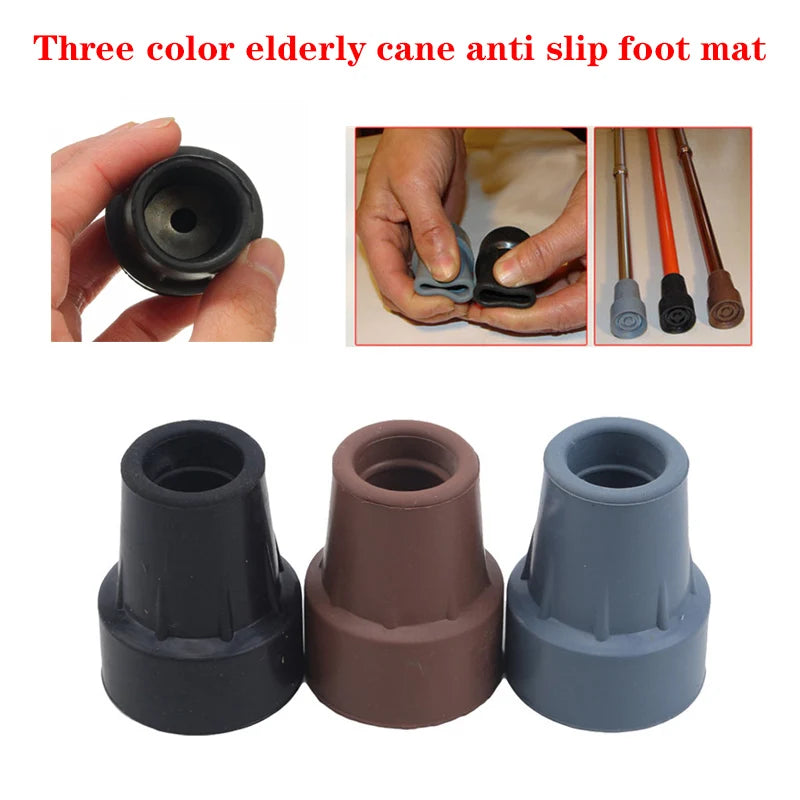 Heavy Duty Rubber Walking Stick Ferrule - Metal End Cap Cover for Canes, Crutches & Hiking Sticks (1-3 Pack)