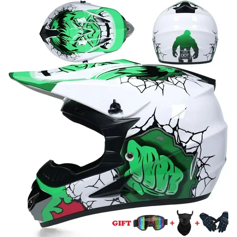 Youth Motocross Full Face Helmet - Kids Off-Road Safety Helmet with DOT Protection
