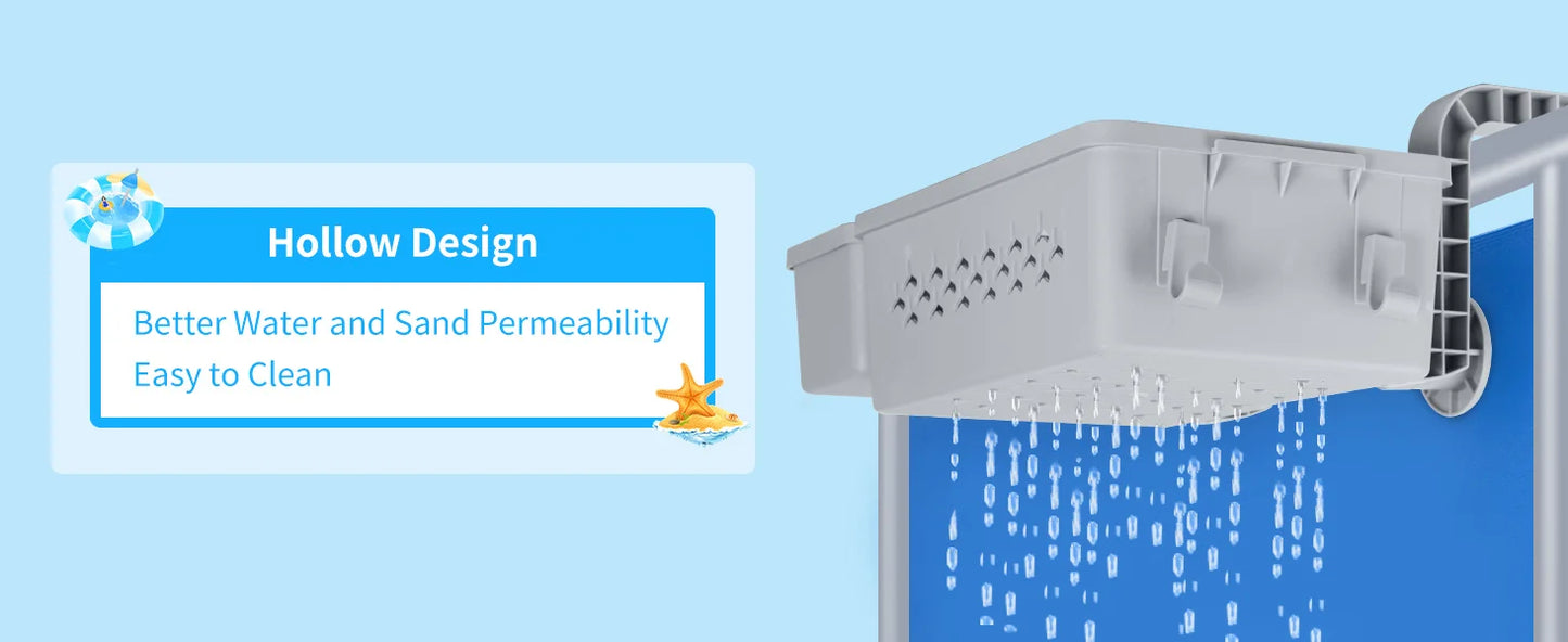 Premium Pool Storage Basket with Cup Holder - Heavy-Duty Plastic Organizer for Above Ground Pools & Outdoor Swimming