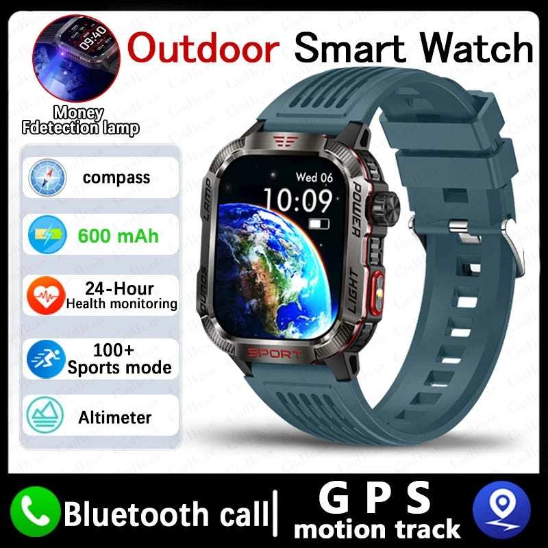 Military GPS Smart Watch for Huawei & Xiaomi - Men's Flashlight Compass Waterproof Outdoor Sport Tracker with Bluetooth Call