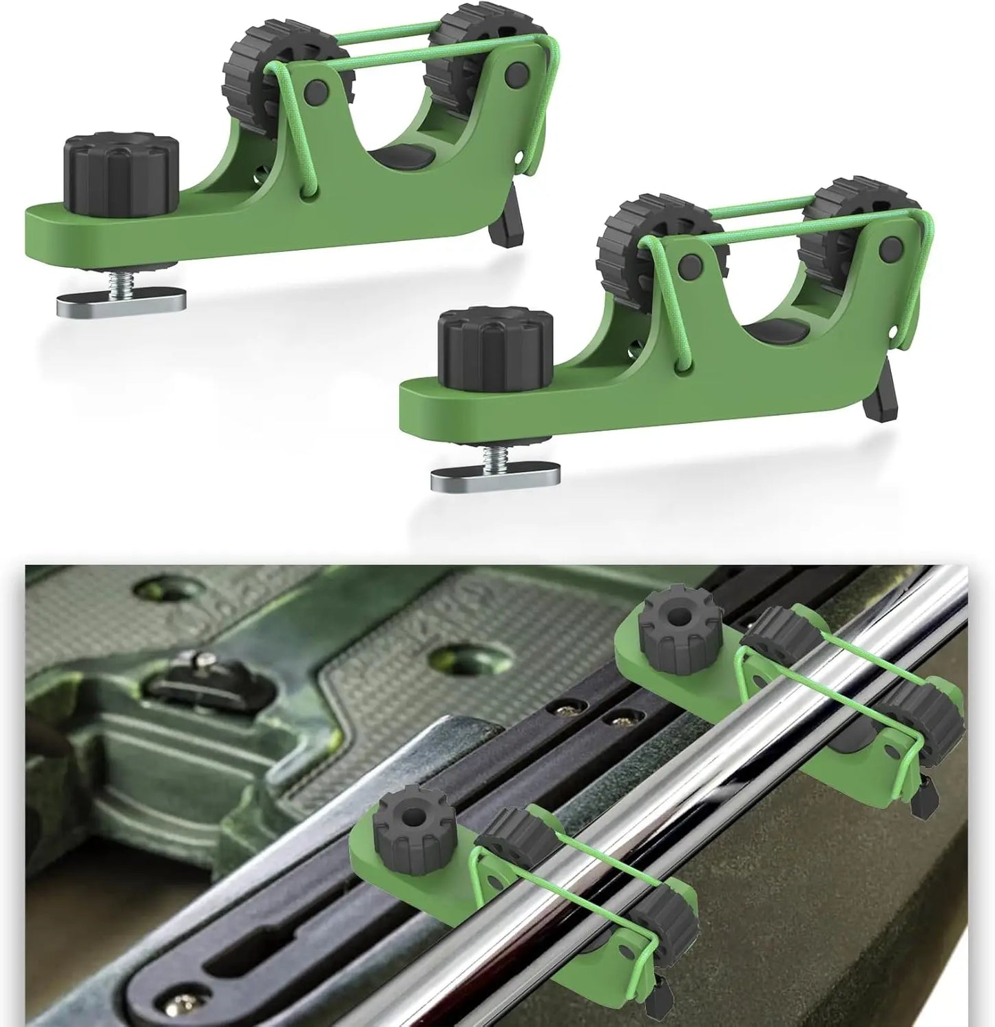 Kayak Paddle Holder Set - 2 Piece Track Mount Accessories for Standard Kayak Oars and Fishing Rails