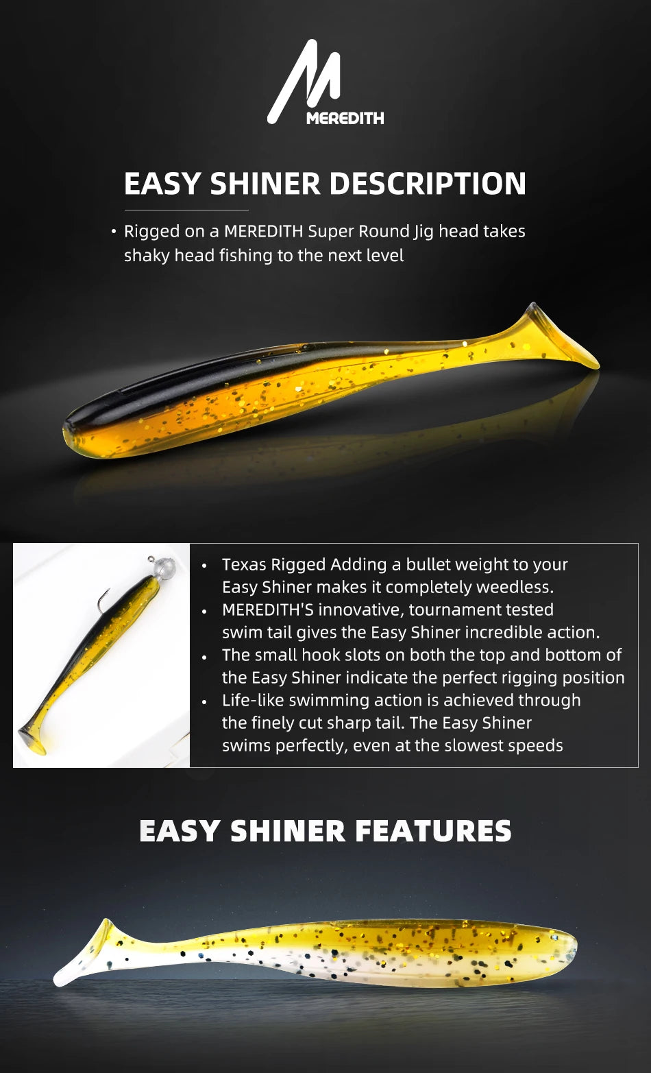 MEREDITH Soft Silicone Fishing Lures - Easy Shiner Wobblers 50mm/65mm/75mm/100mm - Artificial Plastic Baits for Carp Fishing