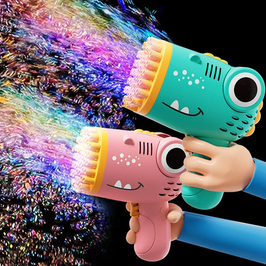 40-Hole Dinosaur Bubble Machine - Electric Bubble Gun for Outdoor Fun