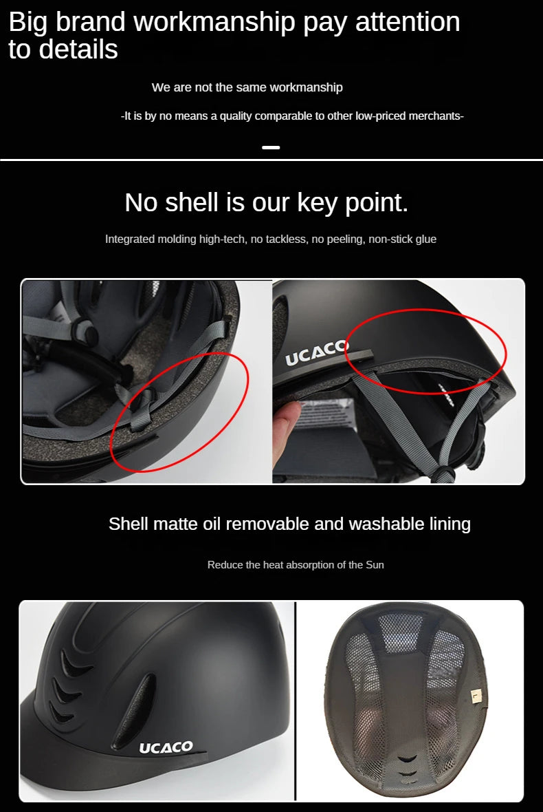 Adjustable Equestrian Riding Helmet - UltraLight Safety Hat with Removable Brim for Adults & Children (50-61cm)