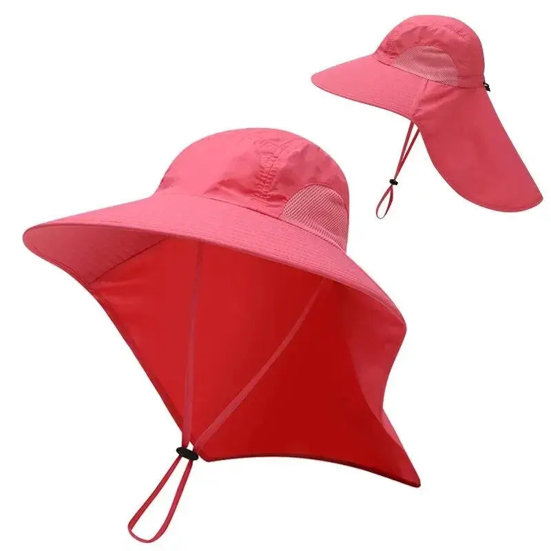 Unisex Wide Brim Safari Hat with Cooling Neck Flap - Sun Protection Baseball Cap for Outdoor Hiking and Fishing