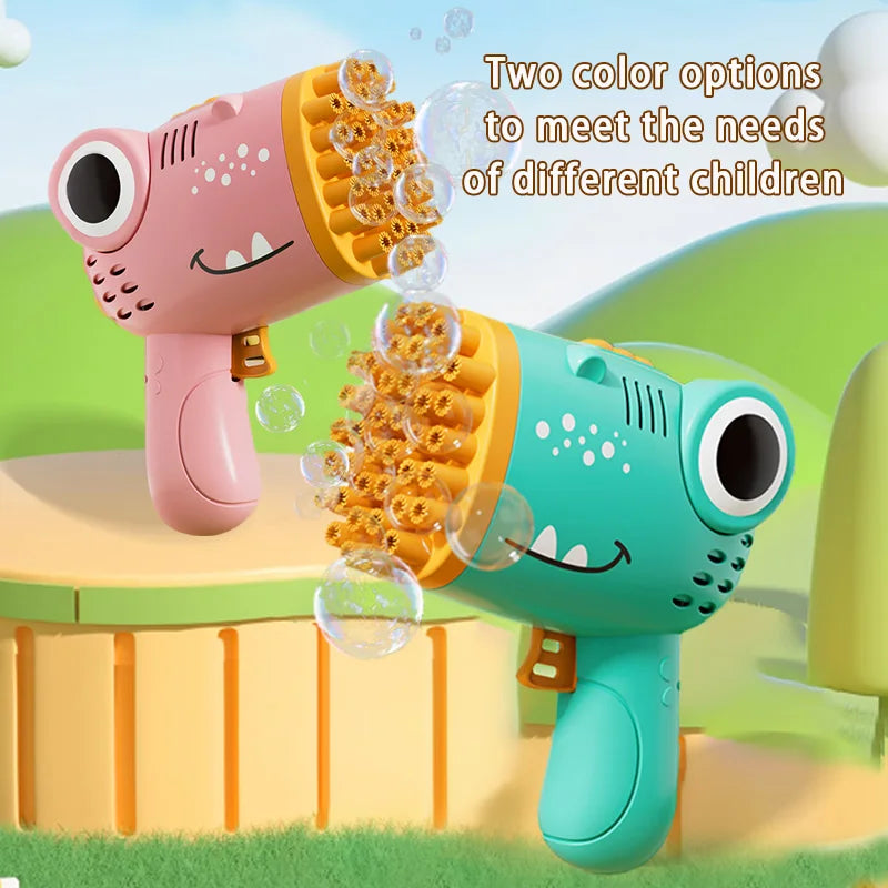 40-Hole Dinosaur Bubble Machine - Electric Bubble Gun for Outdoor Fun