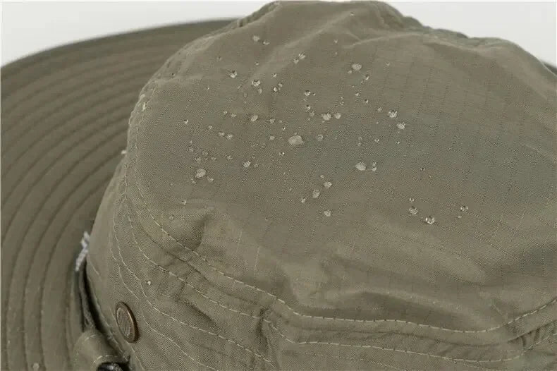 Men's UV Protection Wide Brim Bucket Hat - Outdoor Safari Hiking Mesh Fisherman Cap