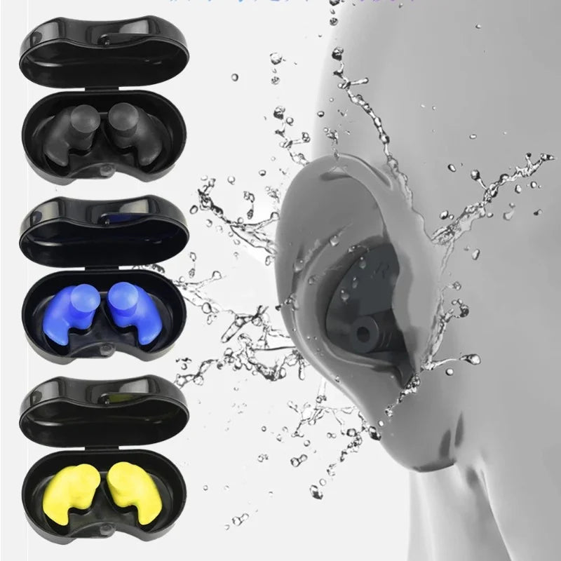 Waterproof Silicone Swimming Ear Plugs - 2 Pack Reusable Diving & Water Sports Earplugs for Swimming, Surfing, Showering & Bathing