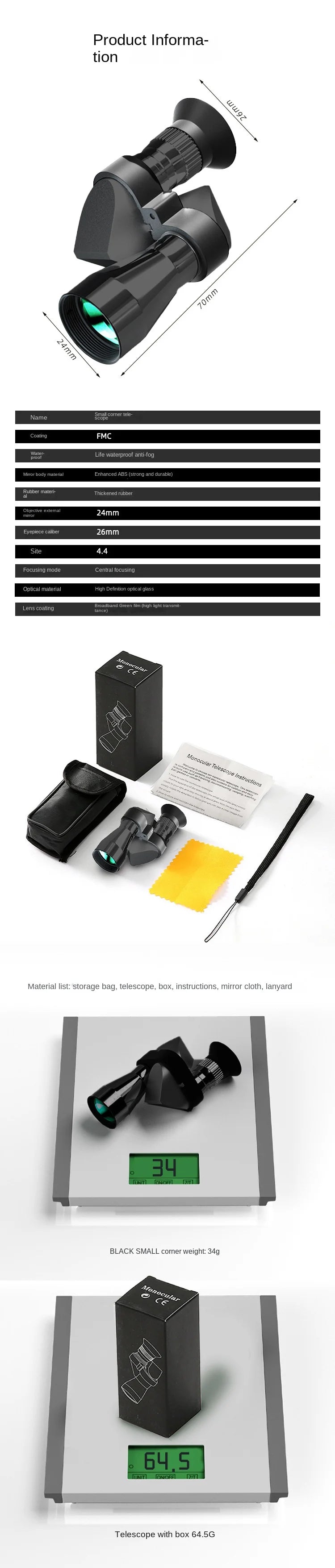 High-Definition Portable Monocular Telescope - High Magnification Zoom for Hunting, Camping, Mountaineering & Outdoor Fishing