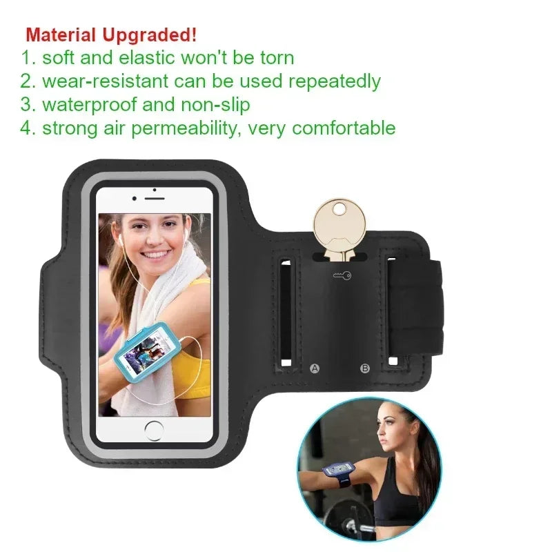 5.5 Inch Sports Phone Armband - Universal Smartphone Holder for Running and Gym (Compatible with Samsung and iPhone)