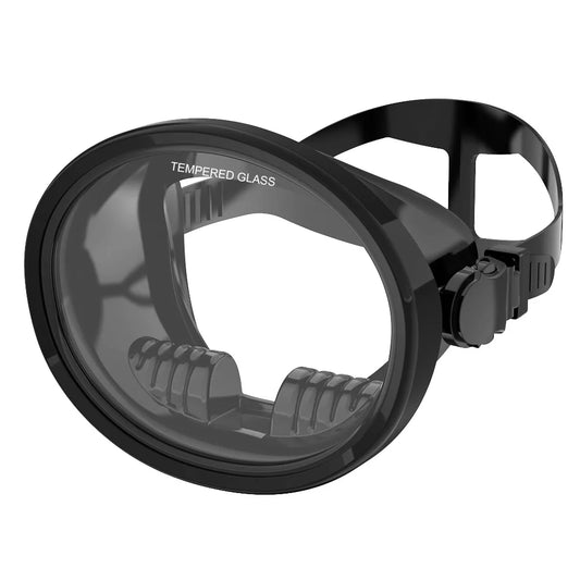 Classic Retro Oval Spearfishing Mask - Panoramic Wide View Scuba Diving Goggles with Tempered Glass Lens for Adults