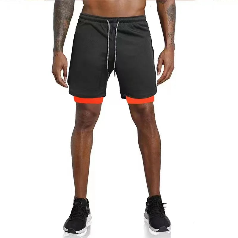 Men's 2-in-1 Compression Athletic Shorts - Double Layer Summer Fitness Training Shorts for Gym & Sports
